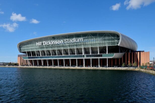 Hill Dickinson Stadium at Bramley-Moore Dock in Liverpool